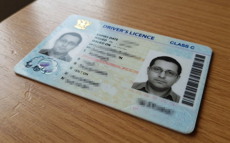 A driver's licence on a table