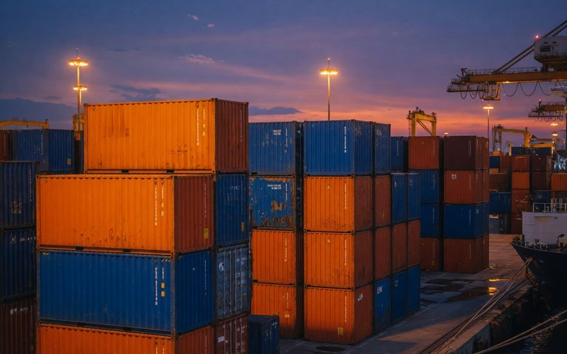 Shipping containers at a port